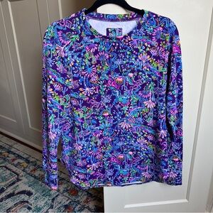 Lilly Pulitzer Luxletic Blythe Pullover in Purple Berry Colony Conga UPF 50+